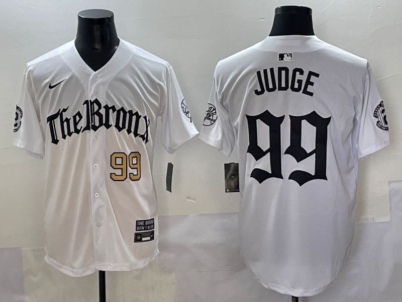 Men 2025 New York Yankees 99 Judge White Five generations Joint Name Nike MLB Jersey style 1